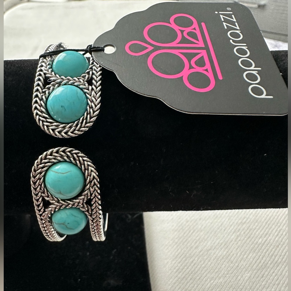 Paparazzi Turquoise and Silver Woven Bracelet